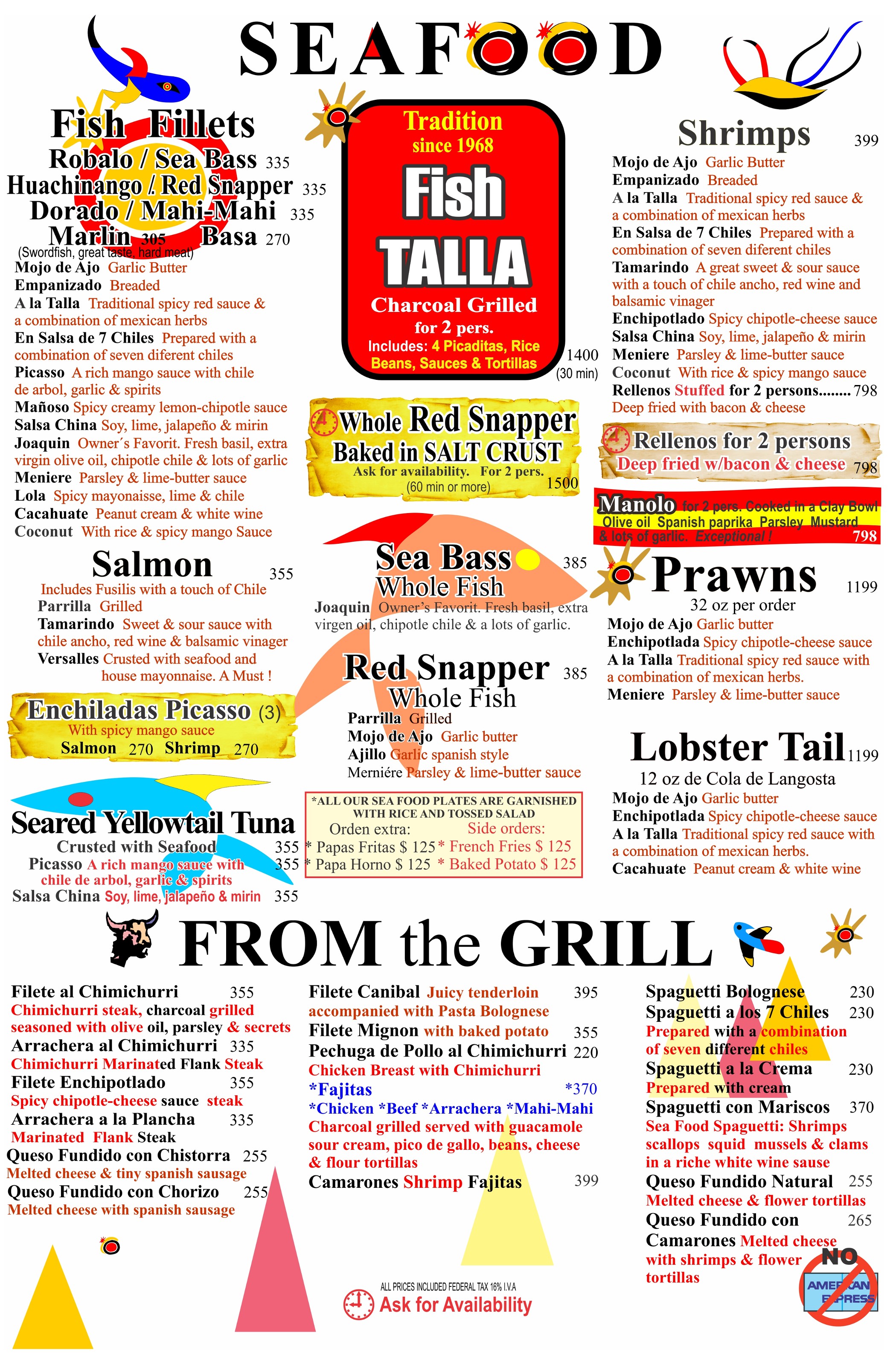 English Menu Sirocco Acapulco